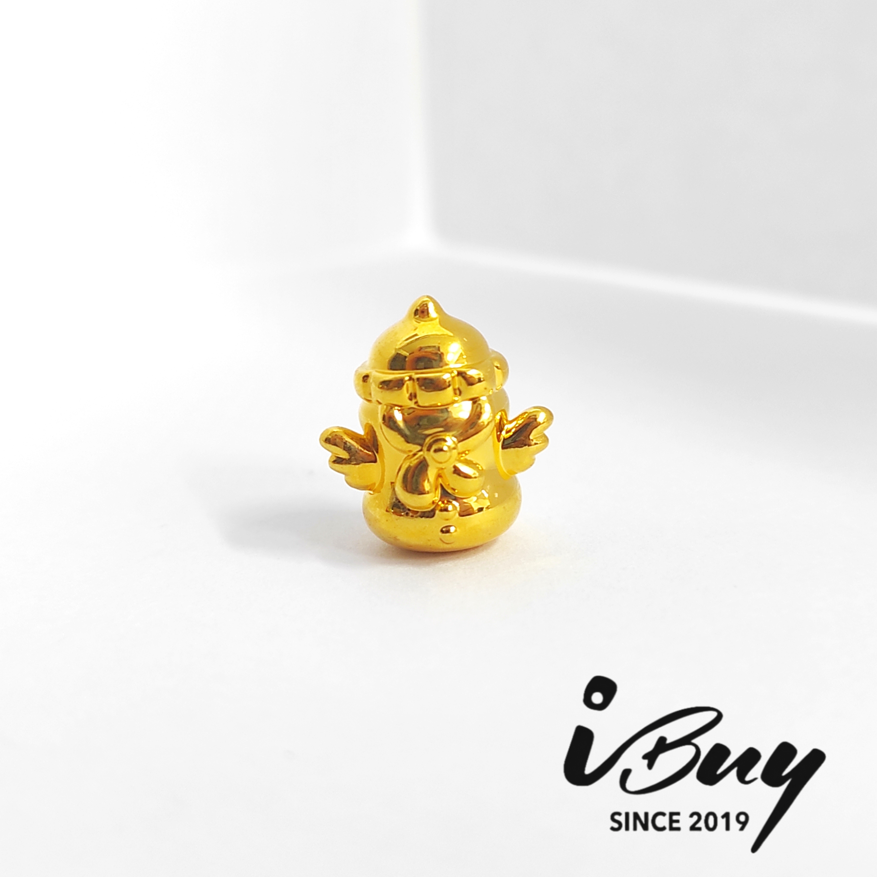 916 HARD GOLD WINGED BABY BOTTLE CHARM BEAD 916 硬金 翅膀奶品串咀