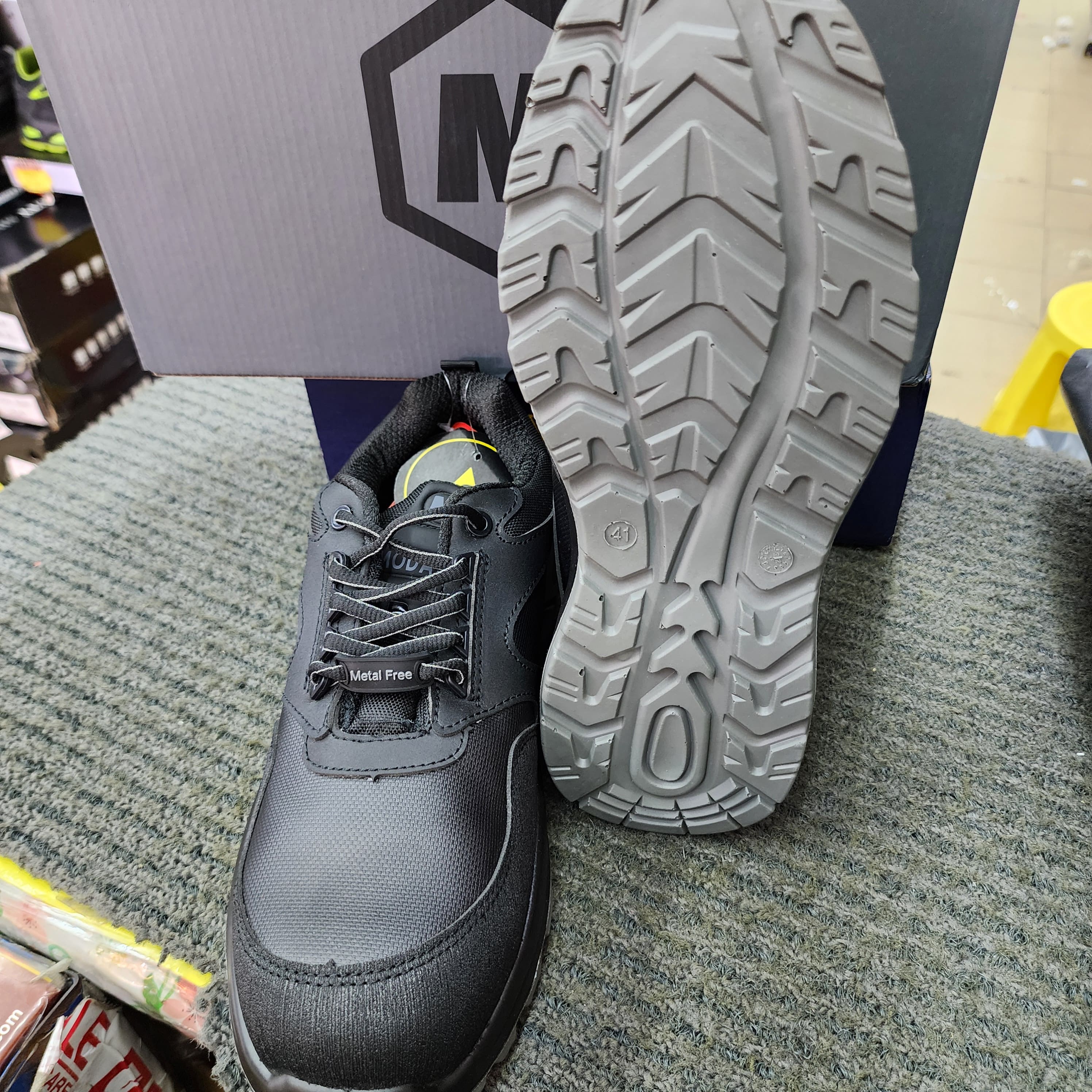 MODASAFE M-231 LOW CUT SAFETY SHOES SPORT BLACK ESD METAL FREE SIRIM APPROVED Kasut Keselamatan