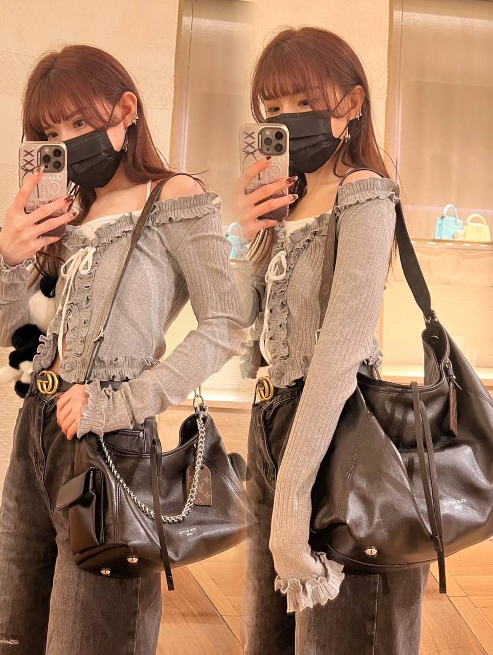 CARRYALL 黑色👜✨ 说到L*V carryall不知道大家第一个想到的是老花款，还是黑色羊皮款，反正我个人觉得最近黑色羊皮款是火的一塌糊涂，超级火，小羊皮的质感超级软糯，爱不释手，这款包的灵魂就是皮料，意大利小羊皮，你们上手自己感受～这款包包真的是太用心了，无论是外观还是实用性，都充满了品牌的精致工艺，全羊皮材质让整个包身散发出一种慵懒的松垮感😍 小号尺寸：33.5*23*15cm 大号尺寸：39*30*15cm