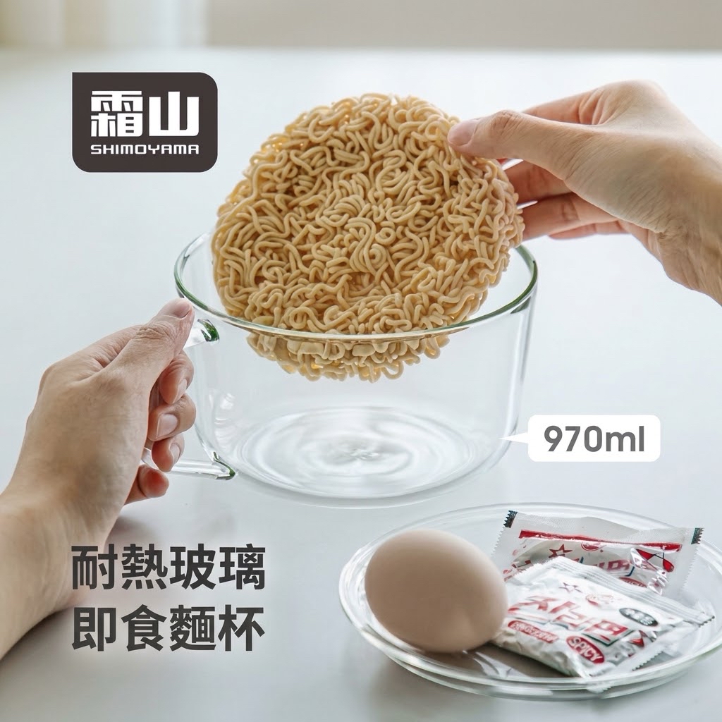 日本霜山耐熱玻璃即食麵杯