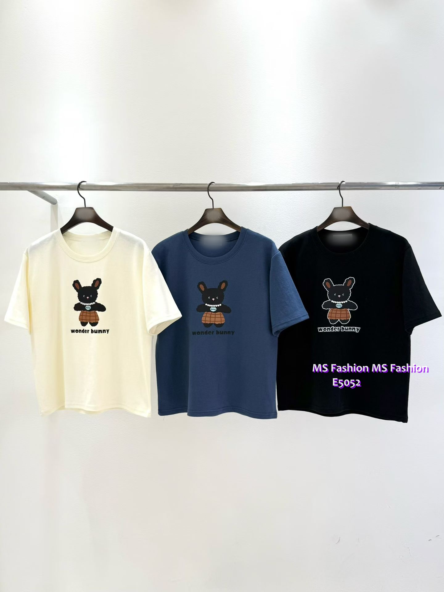 E5052 靚料可愛Bunny珠鏈tee