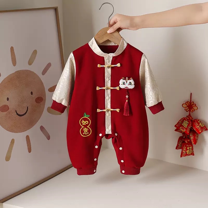 🧨新年款預訂🧨流蘇醒獅公仔唐裝長袖連身服