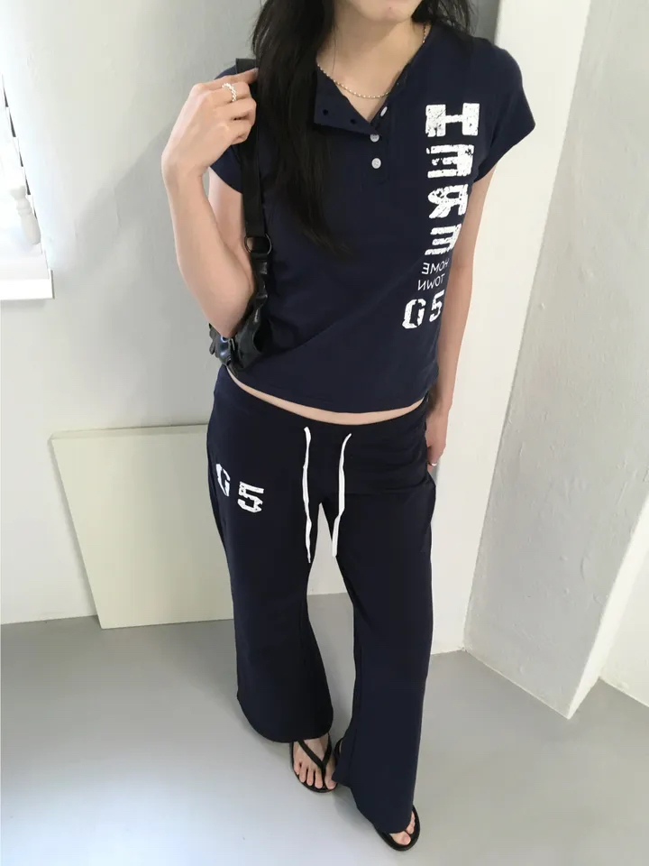 Distressed Graphic Button Top