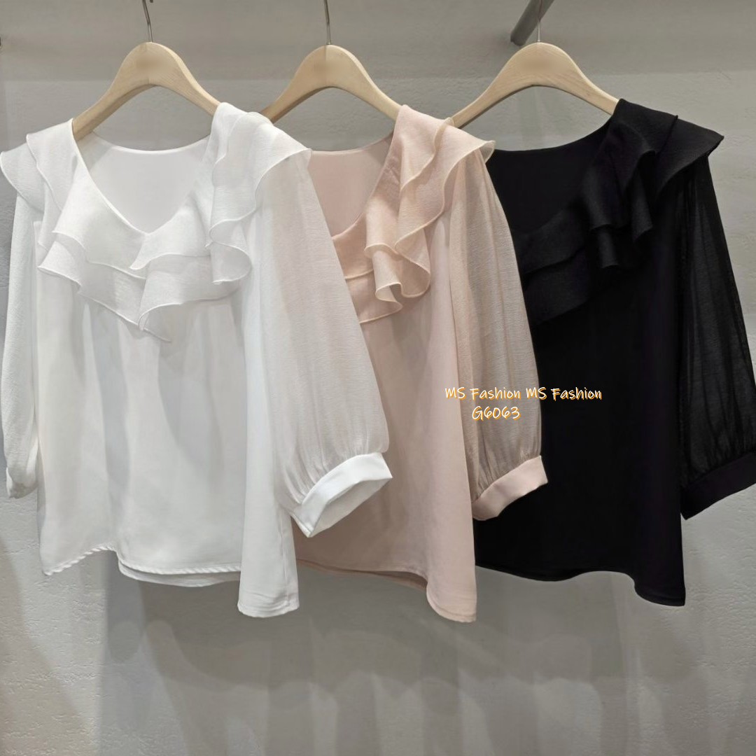 G6063 韓國🇰🇷靚料雙層ruffle top
