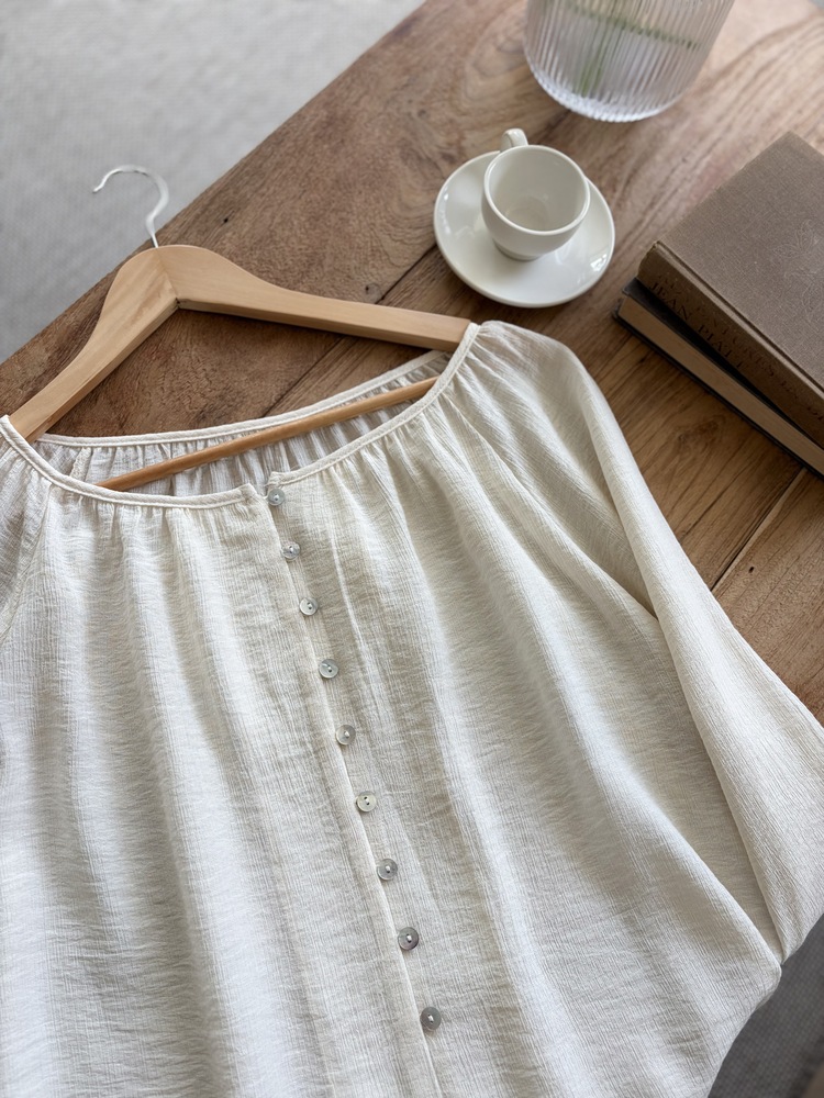 Eloise Tie-Neck Blouse (Cream)