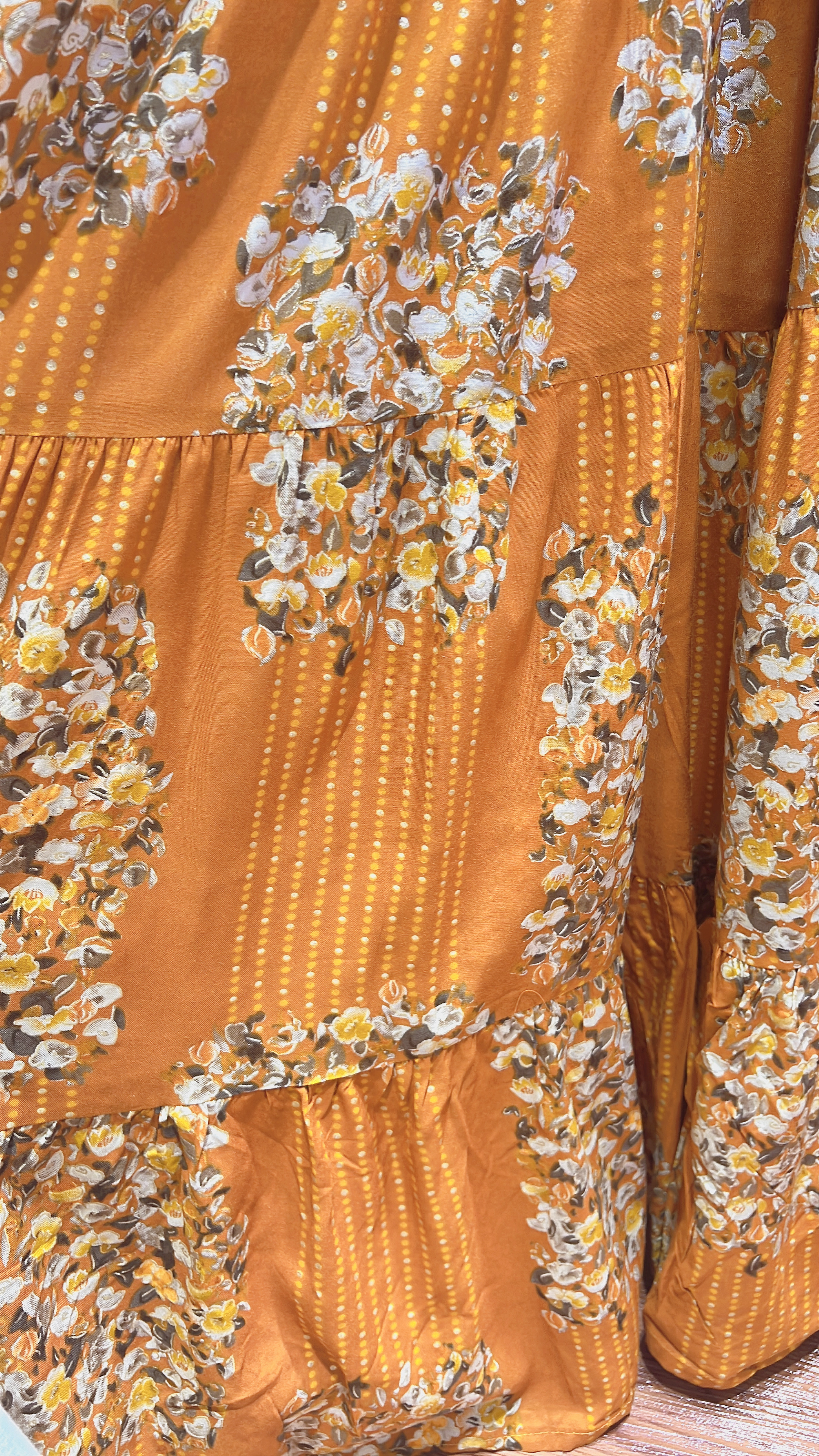 1984 Sunset Orange Round Neck Square Print Sleeveless 3-layered OP