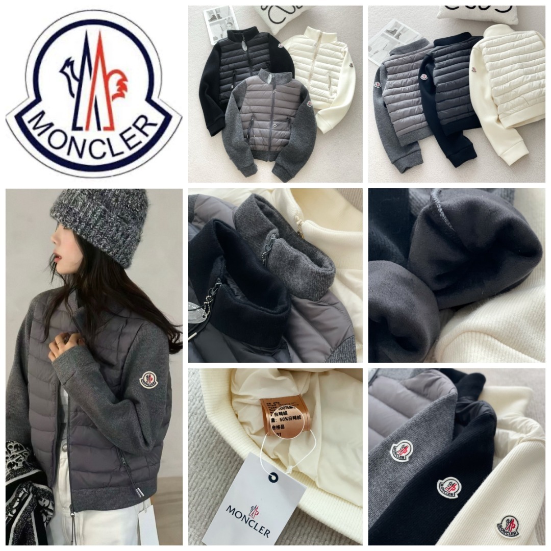 Moncler Patch Sleeve Quilted Short Down Jacket 針織拼接袖排骨羽絨外套