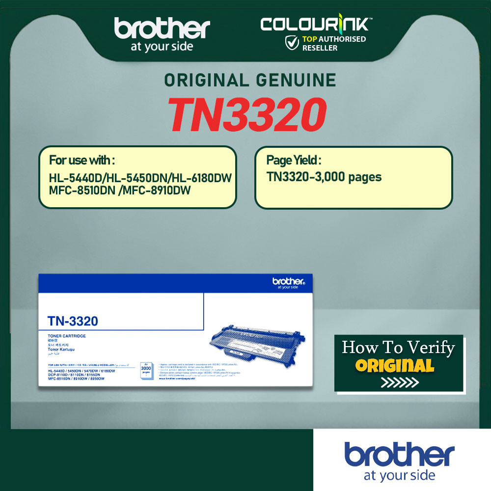 Brother Original Genuine TN-3320 Black Toner for HL-5440D HL-5450DN HL-5470DW HL-6180DW DCP-8110D MFC-8510DN
