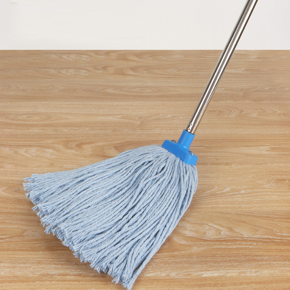 2x 加厚棉線拖把 藍色 不鏽鋼拼接桿拖把+替換拖把頭 2個一套 UB0281