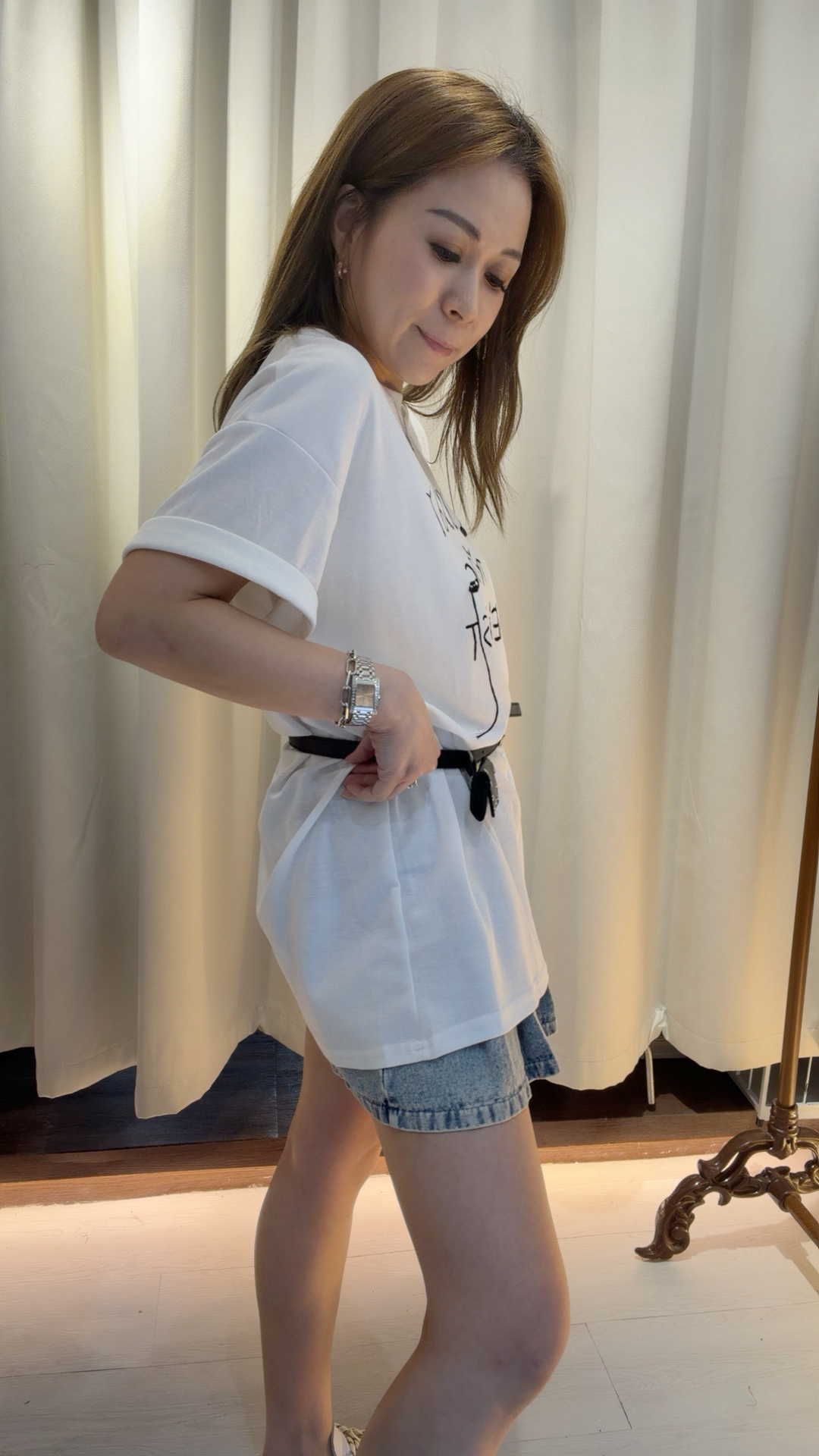 字母印花寬鬆T恤連belt