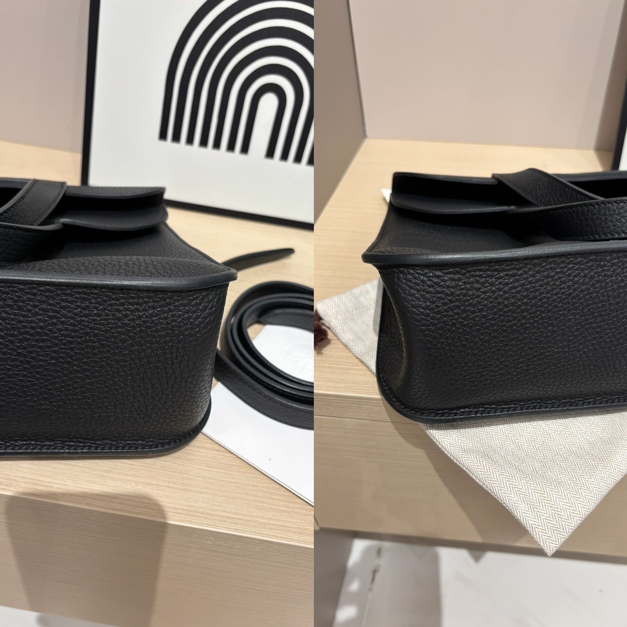 Hermes Halzan 31, STAMP U Stamp U 黑色粒粒牛皮銀扣 100%Authentic ,98%new ✅香港專門店收據✅dust bag✅box 