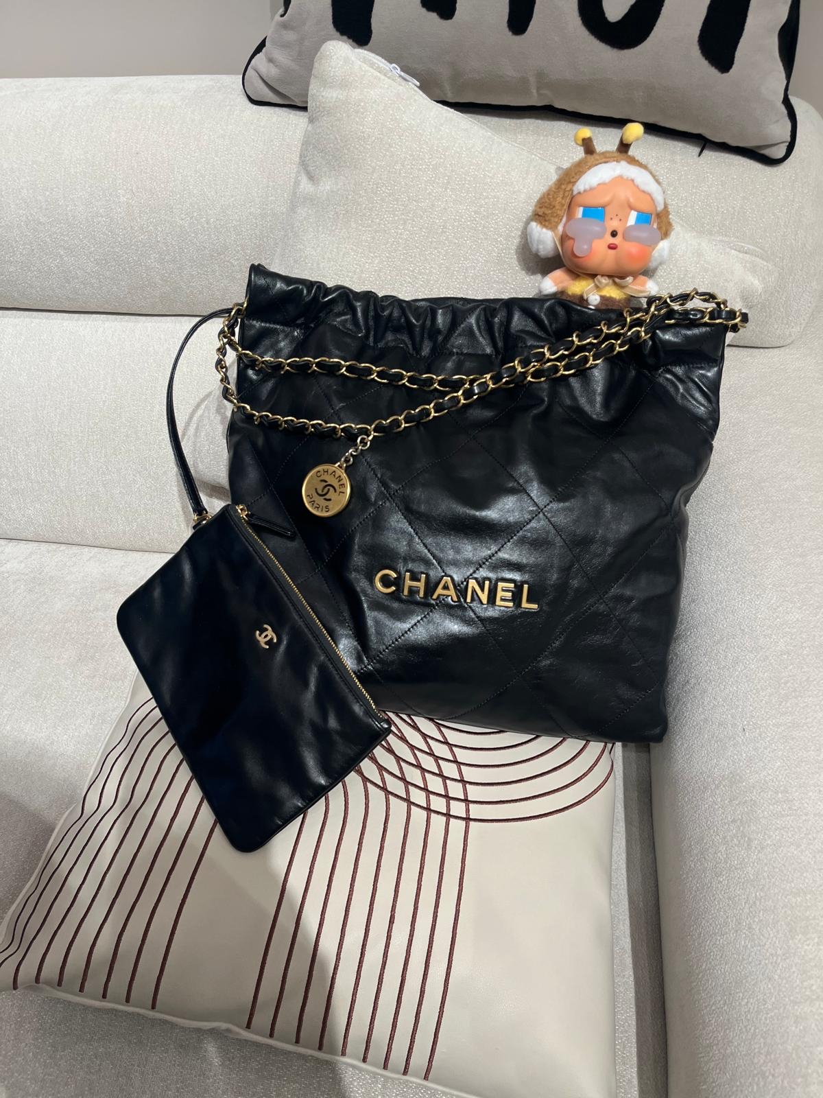 Chanel 22 medium As3261 calfskin 黑色牛皮金鏈 100%Authentic, 98%new ✅專門店收據✅晶片✅Dust bag✅Box