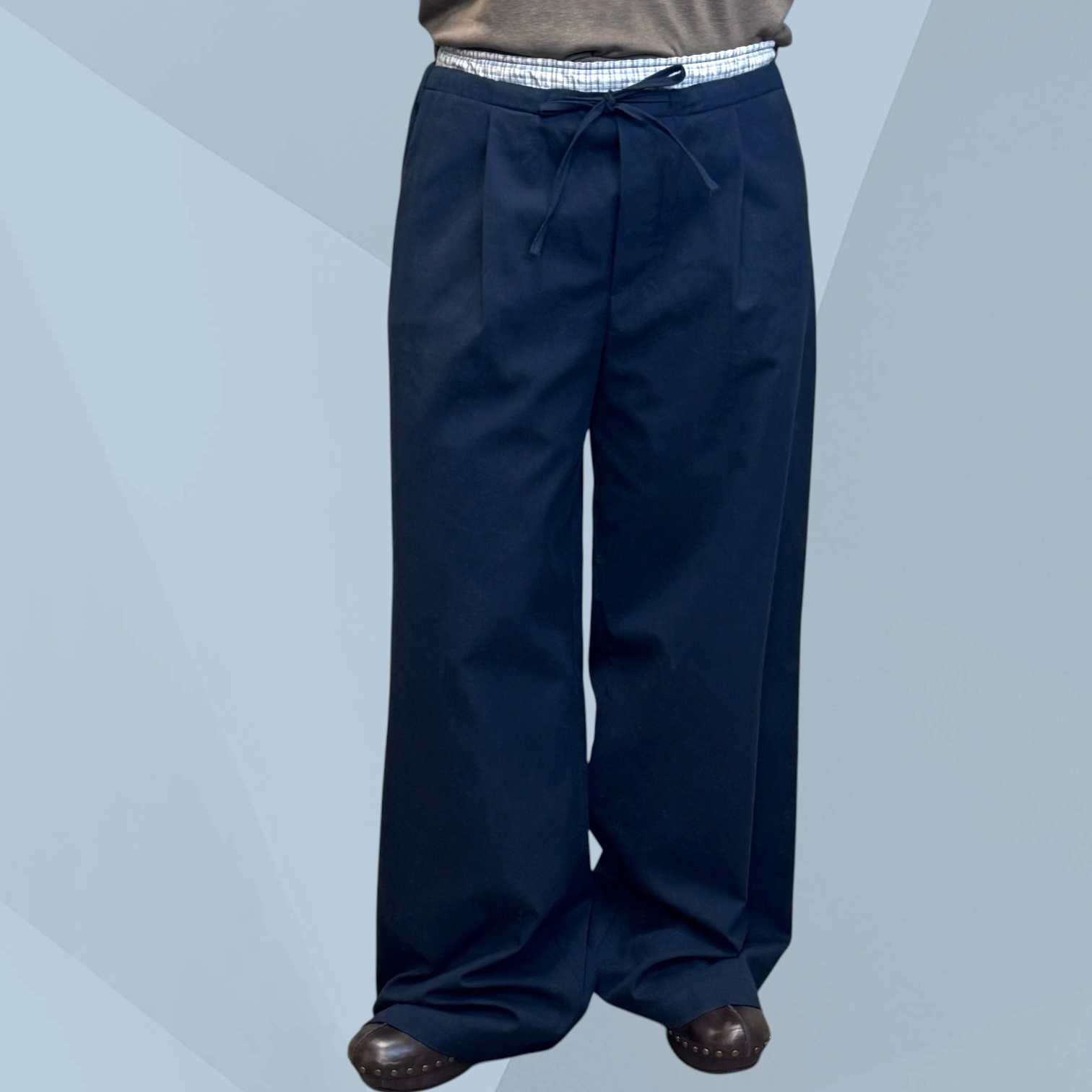 221137 格仔橡筋闊褲