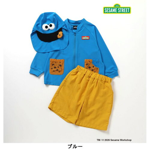 🆕【⭐訂購⭐】🇯🇵日本直送🌀#SesameStreet 水上運動 防曬衣+短褲+帽 3件套［2款選］🌀[ELEA-0166][260618]