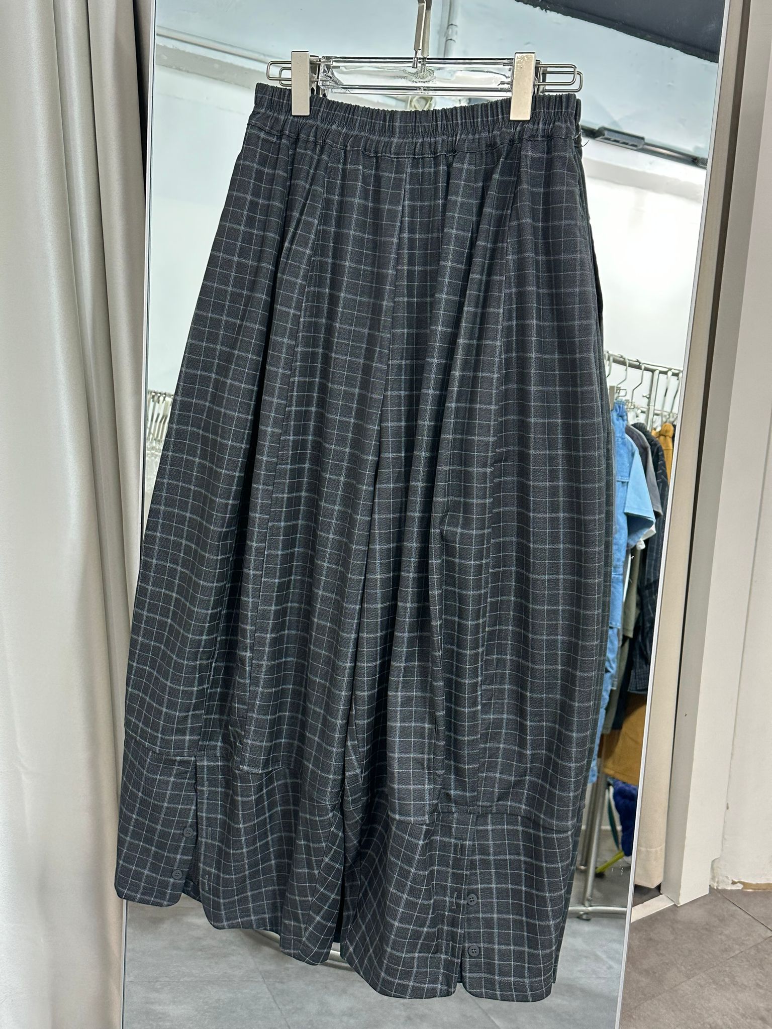 SS2618 復古格紋寬鬆休閒褲