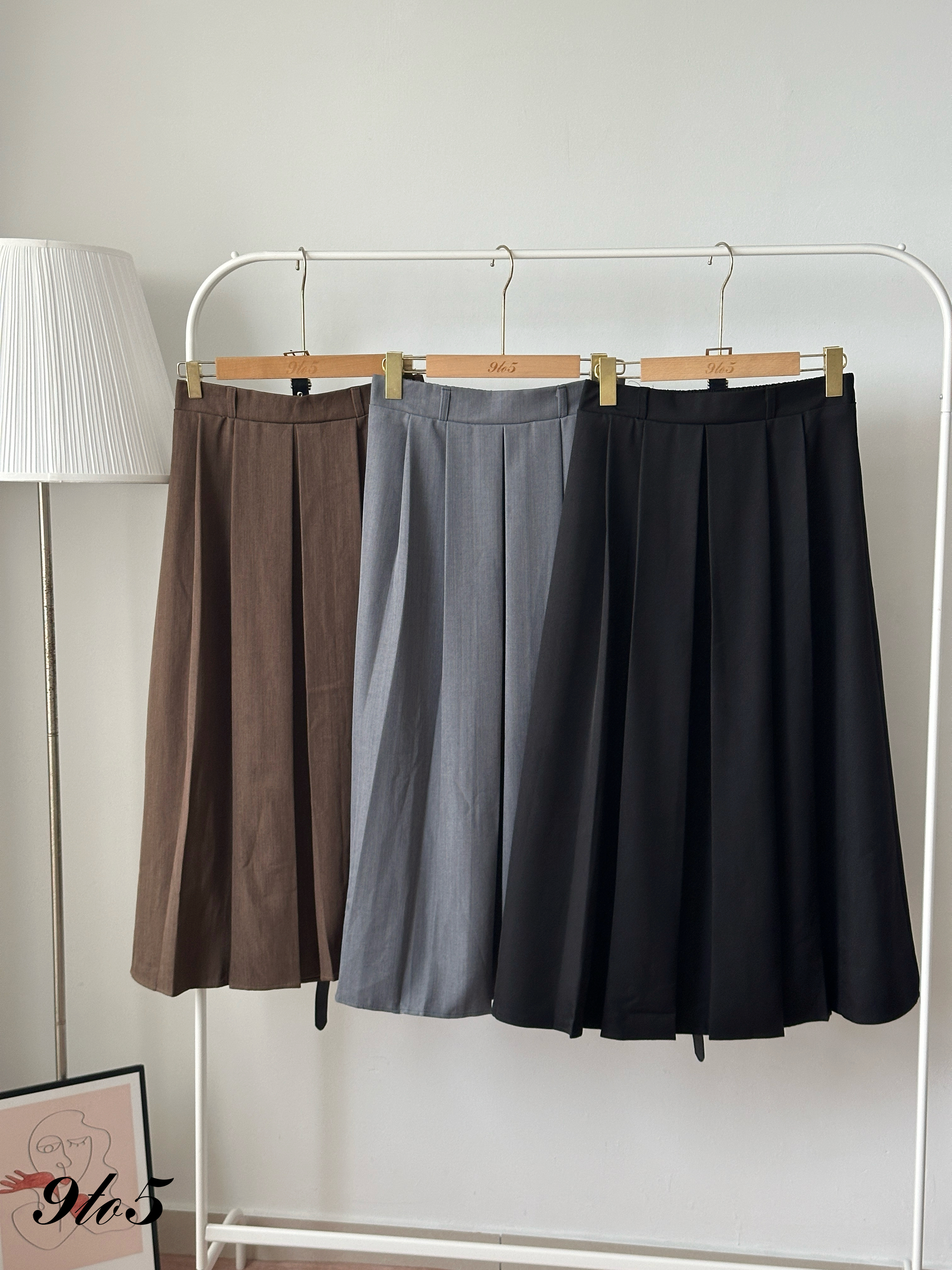 S1998 A Line Pleated Long Skirt - 3 Colors 