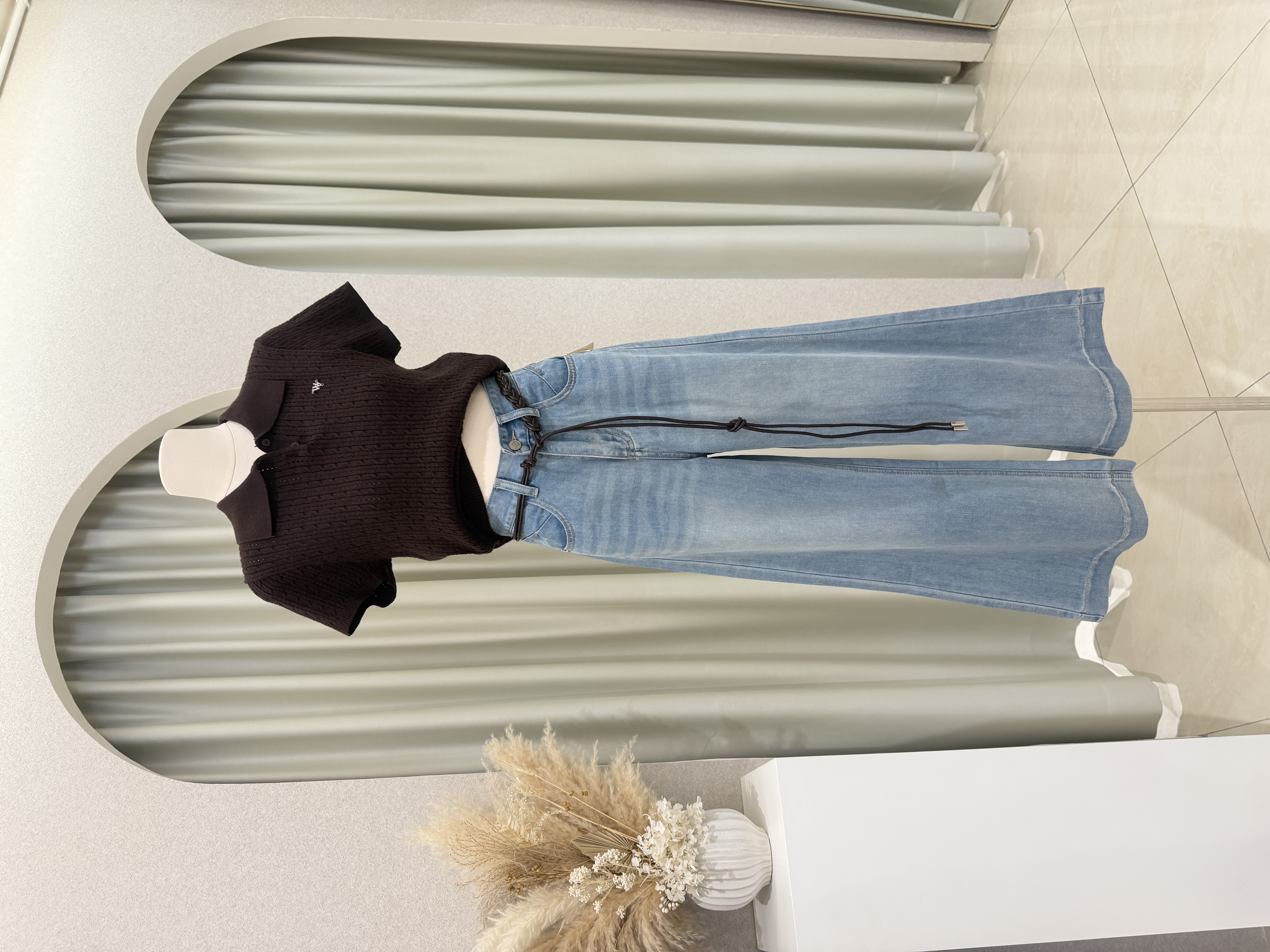 6274 爆款牛仔阔腿裤(送腰带)