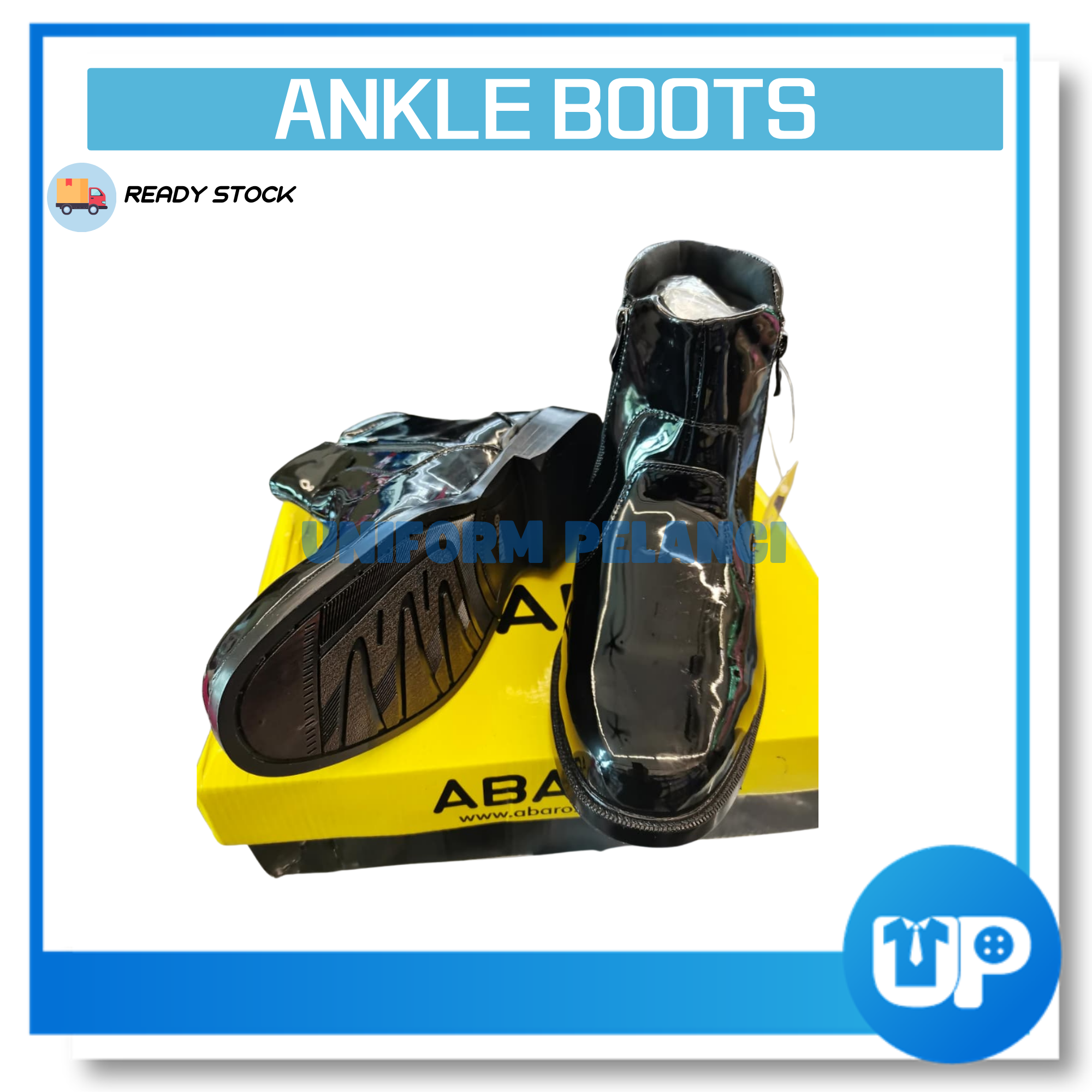 ABARO Kasut Kilat Kulit Ankle Boots Formal Shoes/Kasut Potong Polis/SWAT Boots Faux Leather