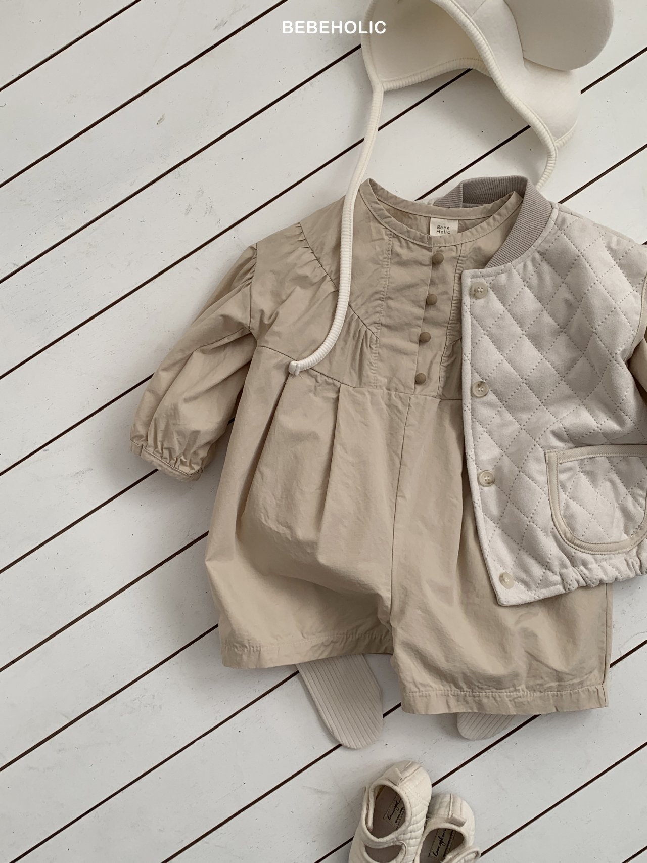 🌸預訂 韓國直送🌸🇰🇷BEBEHOLIC三色簡約寬鬆長袖連身褲