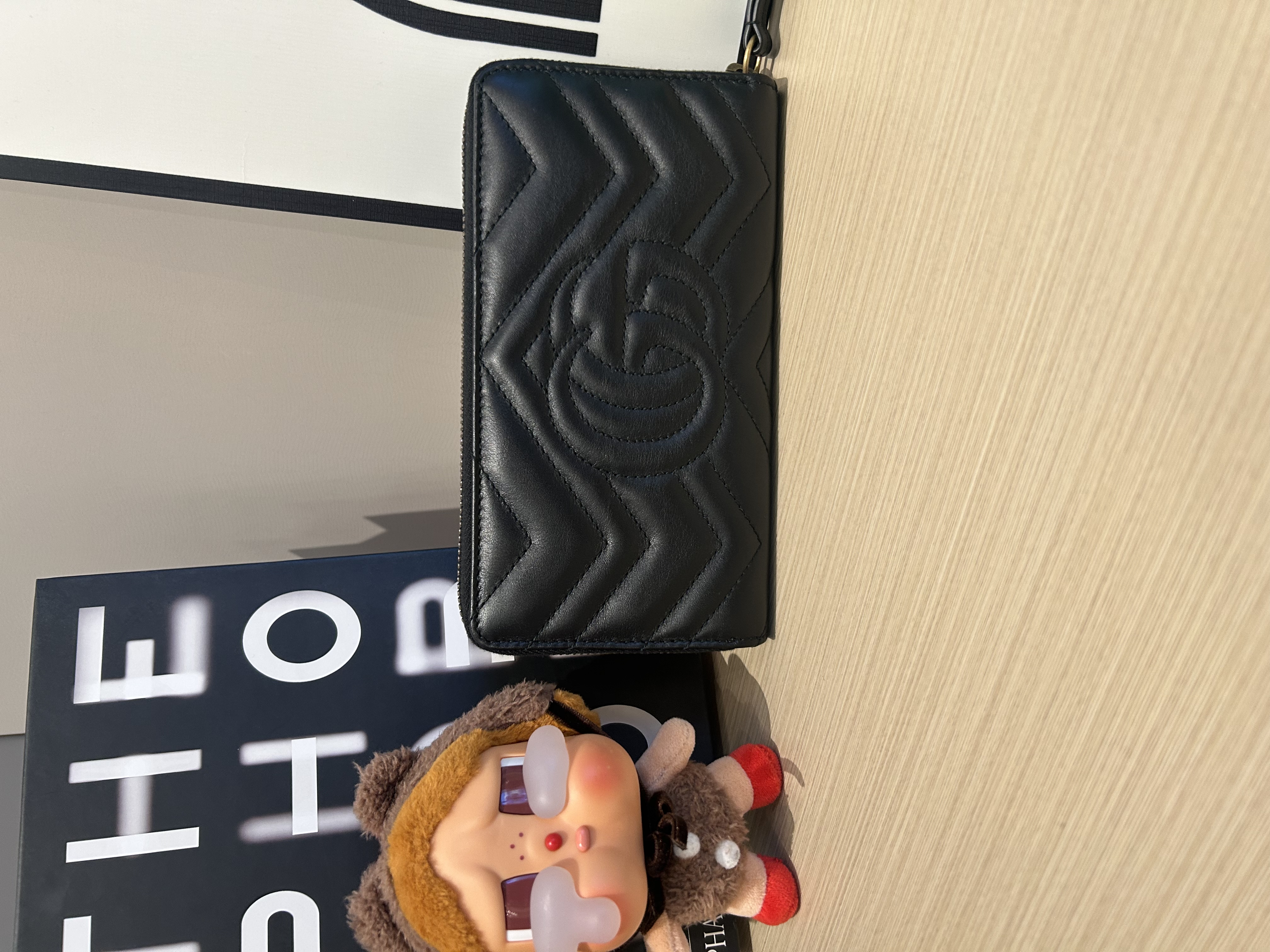 Gucci GG Marmonot Zip Around Long wallet Variation black leather 黑金牛皮 100%Authentic,99%New ✅Dust bag