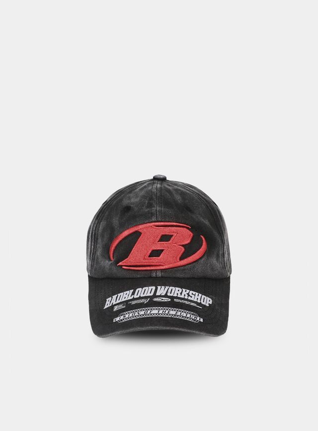 Badblood [w-hat23-016] F1 Old Effect Ball Cap - Black | KAZUE