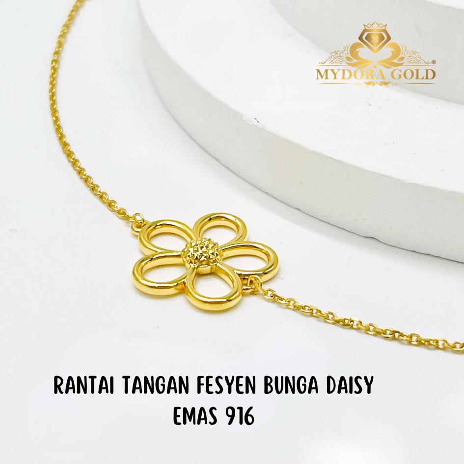 MYDORA Rantai Tangan Fesyen Bunga Daisy l EMAS 916/22K