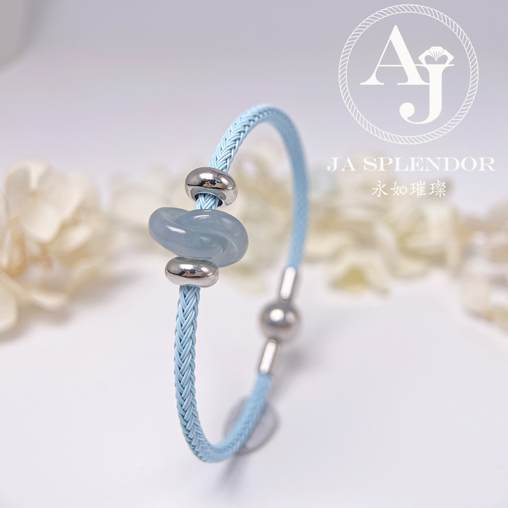 JN-2238 天然翡翠A玉 【愛永恆】環環相扣不鋼防水、防敏手鐲