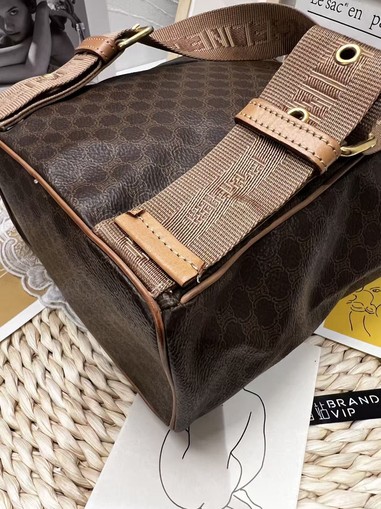 Celine Vintage Macadam Canvas Drawstring Backpack