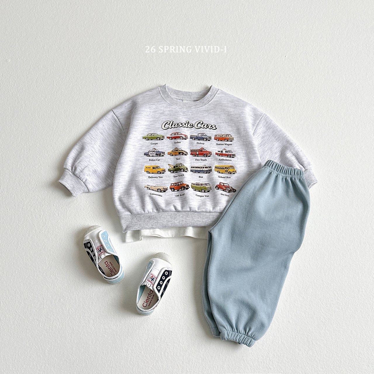 🌸預訂 韓國直送🌸🇰🇷VIVIDI三色迷你車車印花寬鬆衛衣