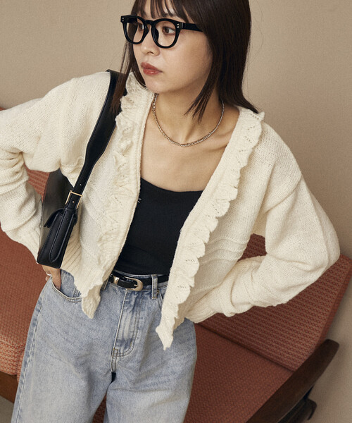 荷葉邊針織短外套