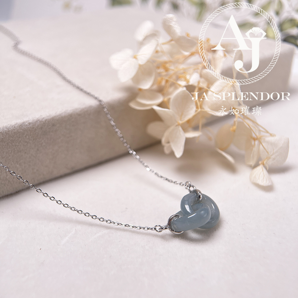 JN-2242 天然翡翠A玉 時尚愛你一生雙環吊墜連項鏈