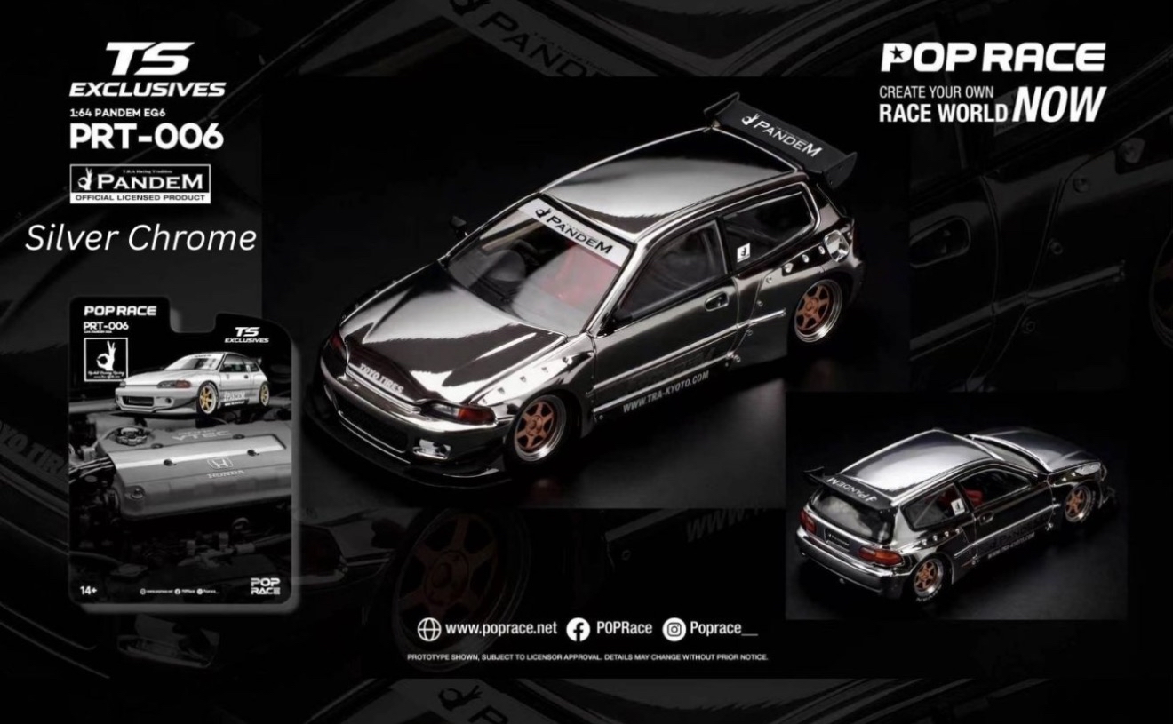 (預訂 Pre Order) POPRACE x TOKYO STATION (PRT006) 1/64 PANDEM EG6 SILVER CHROME