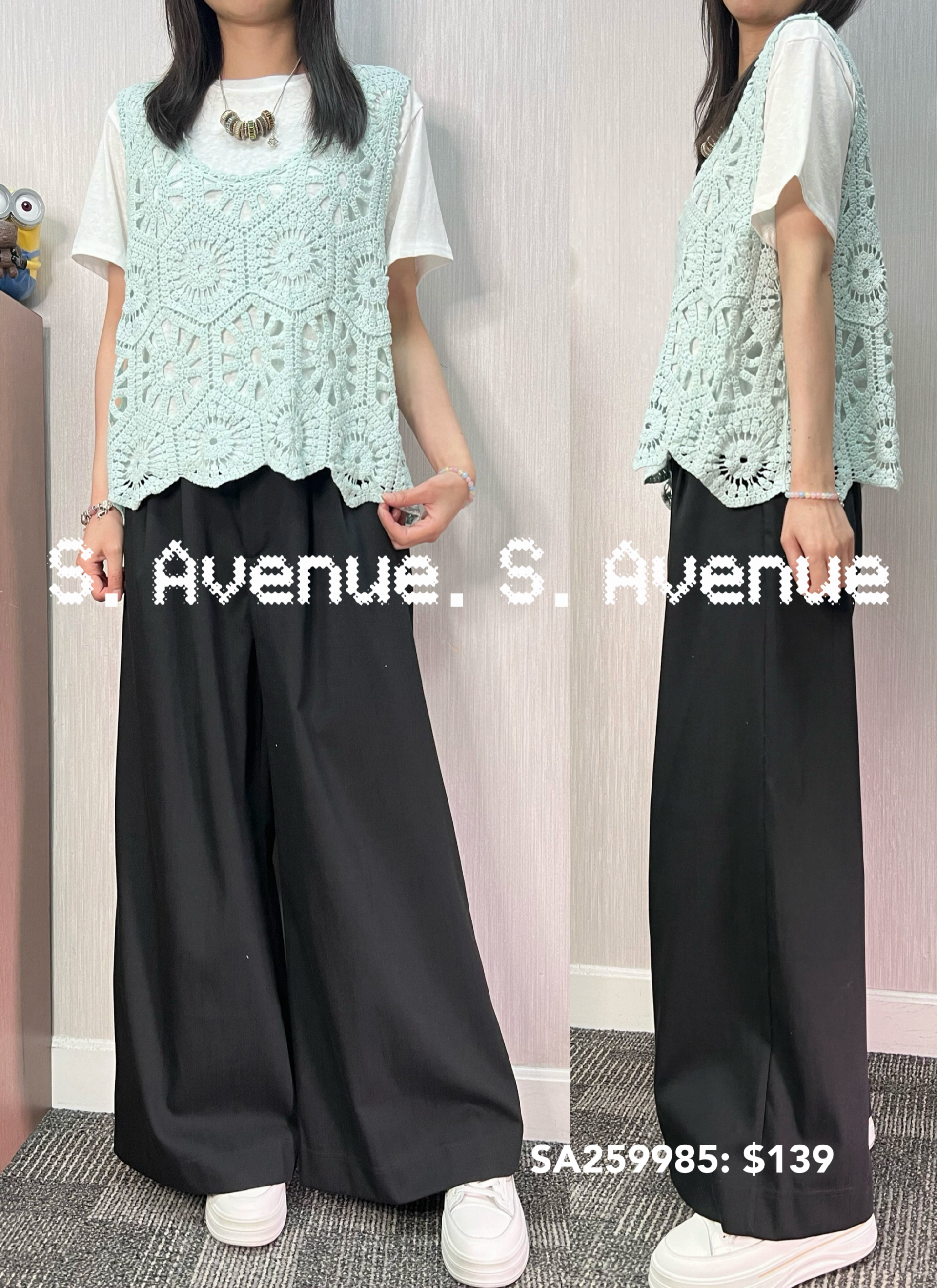 SA2599985: 短袖打底tee配背心勾織衫