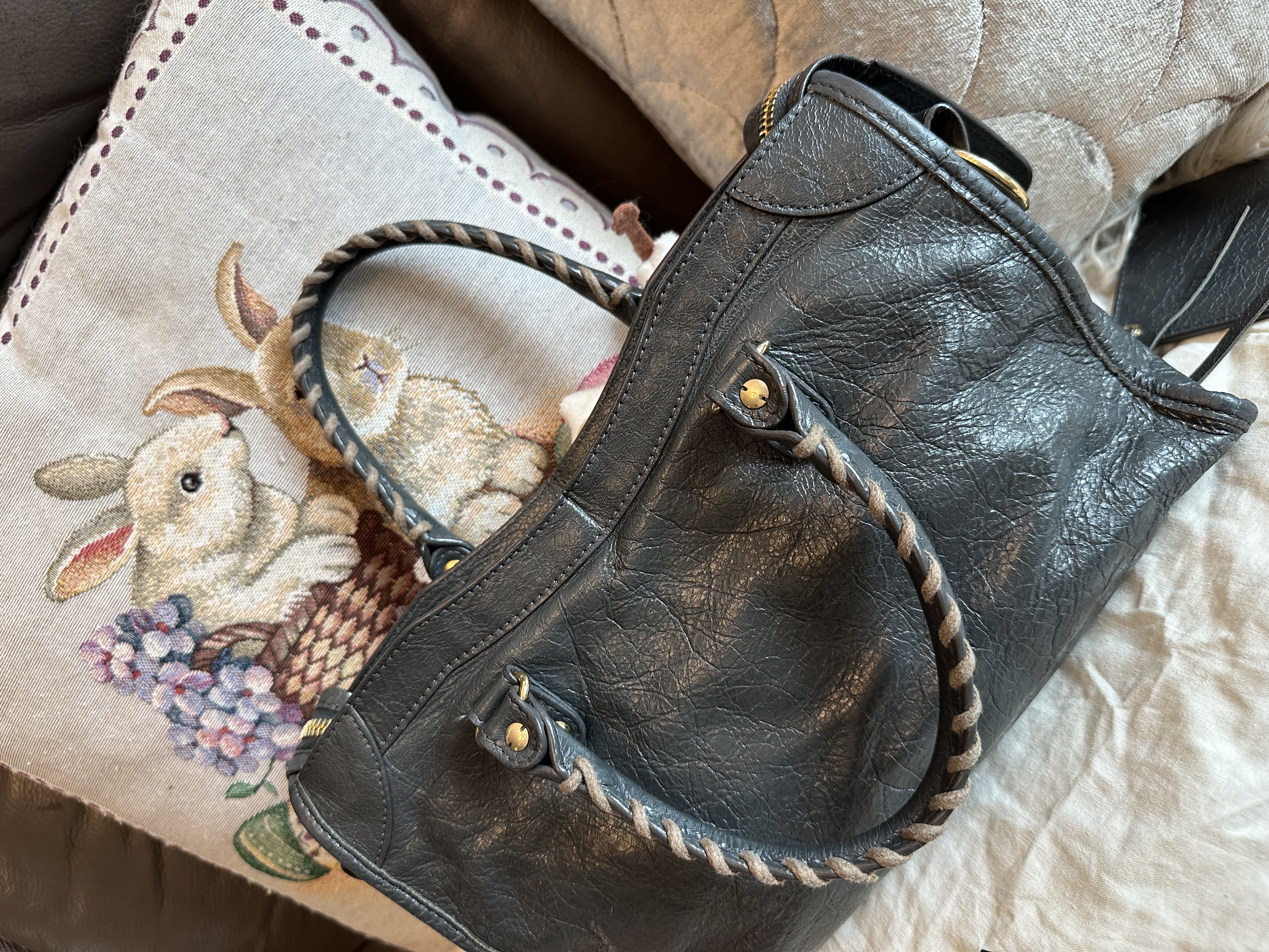 balenciaga dark grey city ghw 