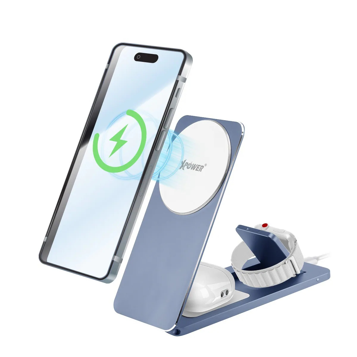 XPower WLS26 3合1 兼容Qi2 折疊式磁吸無線充電座