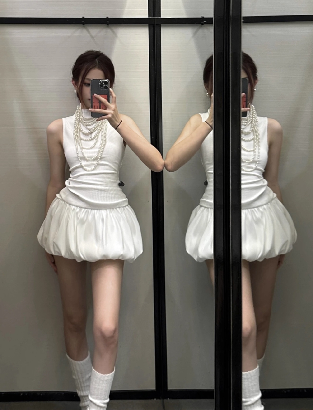 SK220段面泡泡蓬蓬短裙