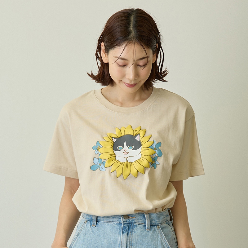 🌸 【預訂】mofusand×日比谷花壇 新品-Tee(卡其色)