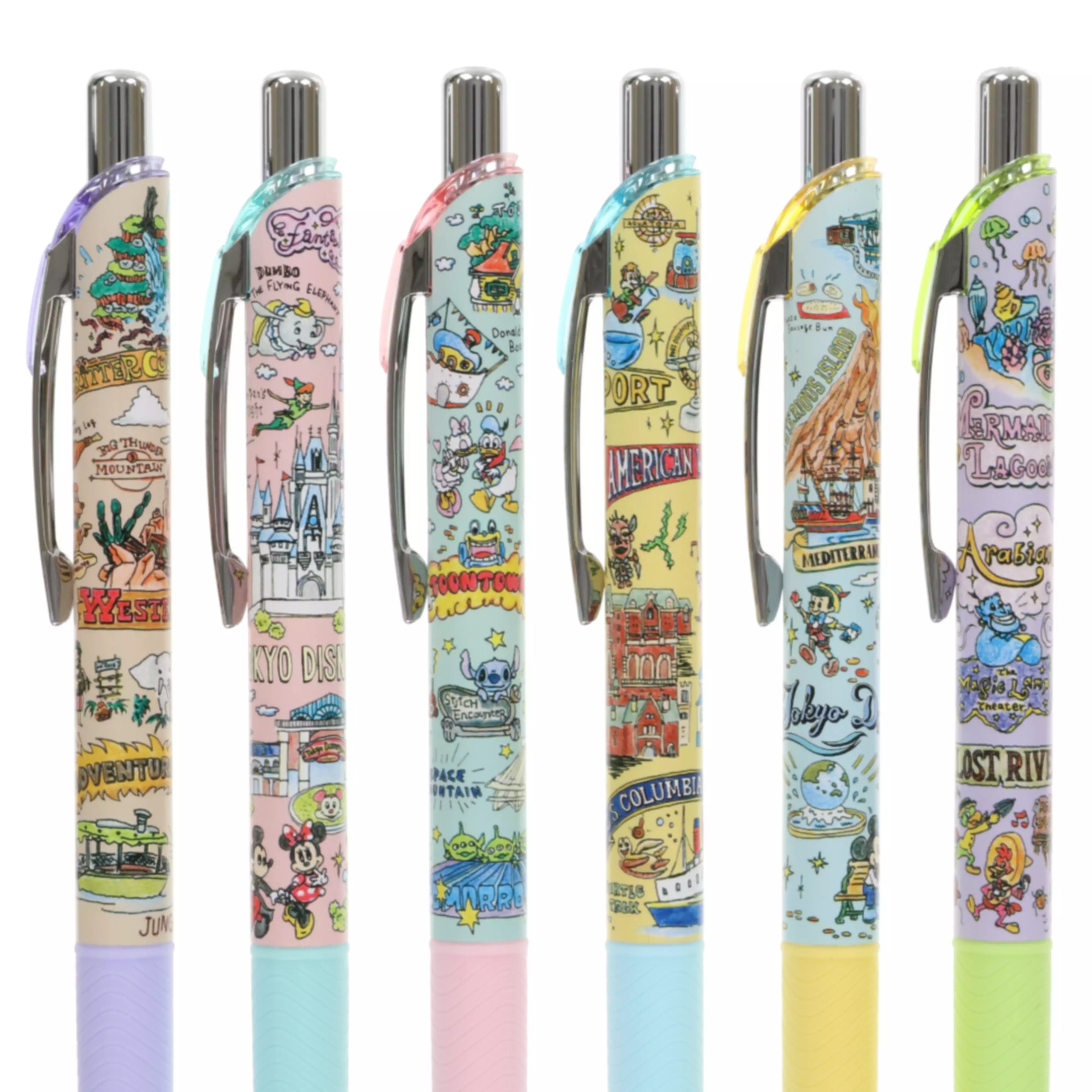 現貨｜【日本 Disney Store 限定】一套6枝 Mickey & Friends 米奇與朋友 日本製 Pentel EnerGel 0.5mm  黑色 啫喱筆 076198