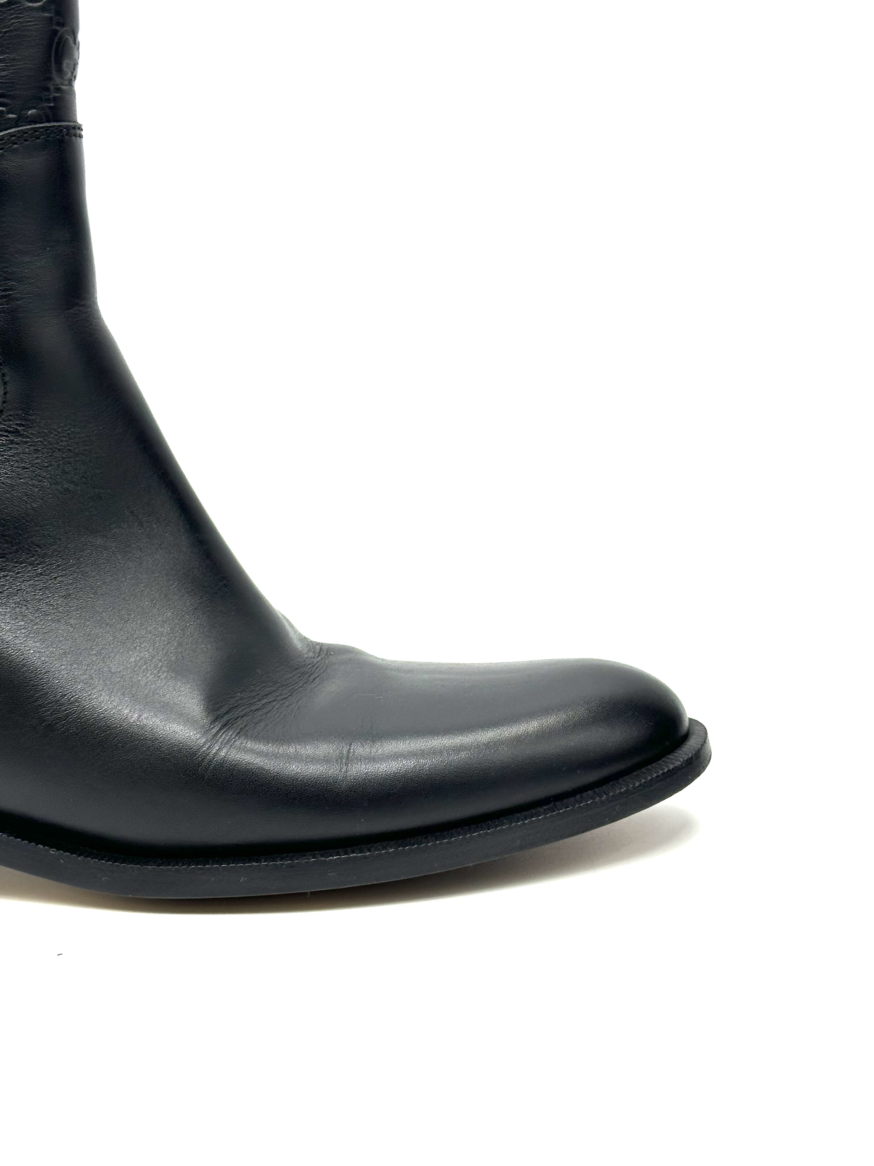 Pre-owned Gucci black Guccissima leather 85th anniversary knee-length boots / Product Code: 26040408