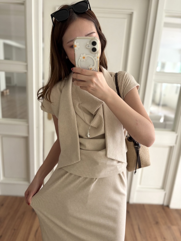 Softy Tie Detail Set (Nude Beige)