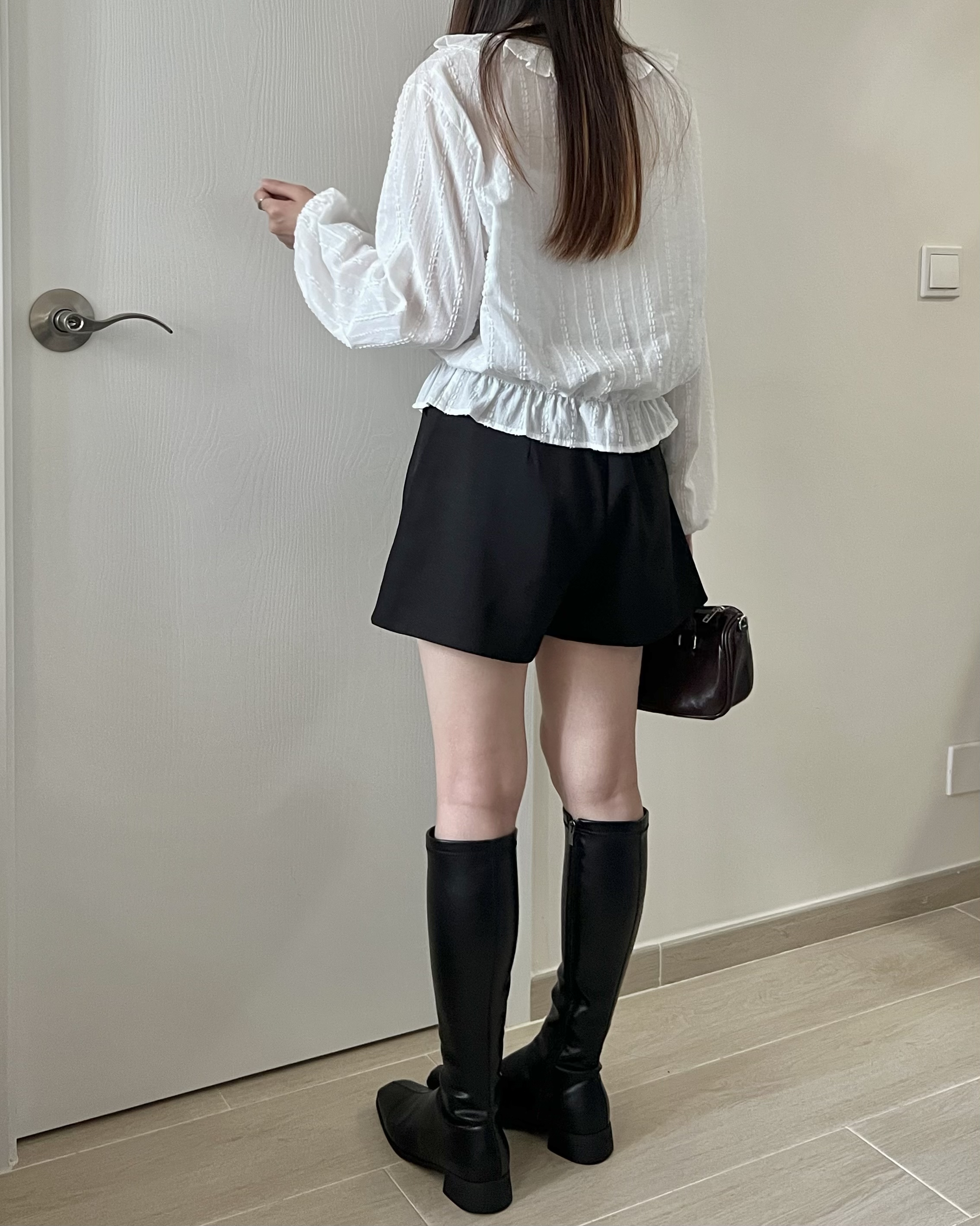 法式甜美虛線紋綁帶blouse 現貨