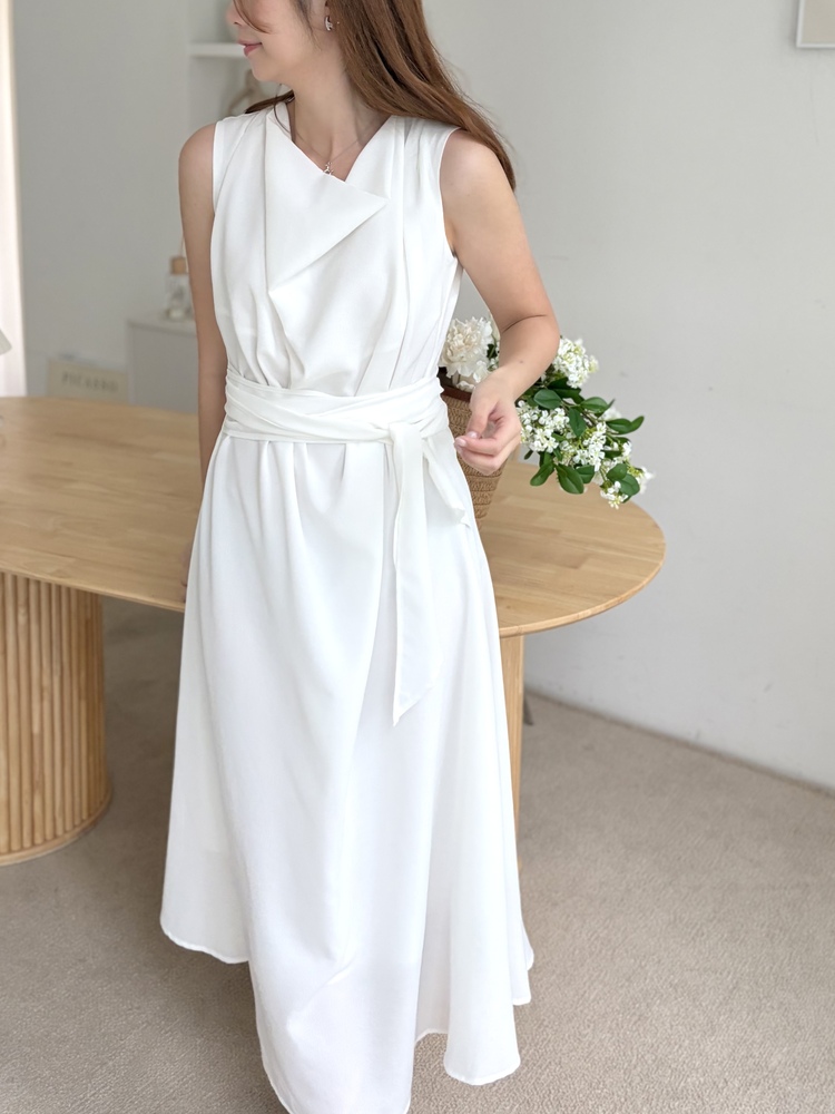Athena Drape Dress (White)
