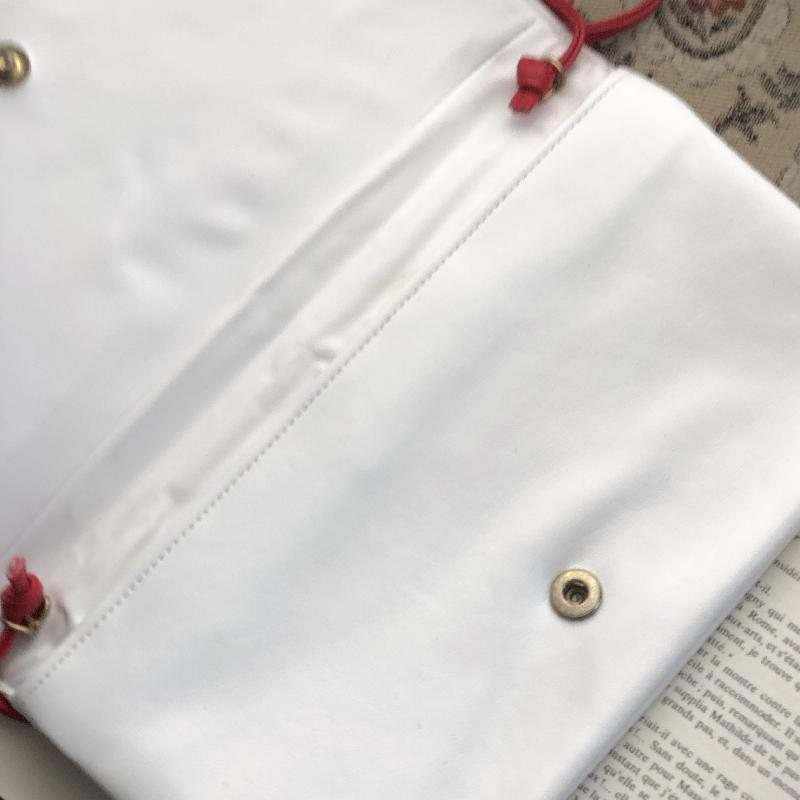 Vintage C.a. 1960-70s Canada Cabretti Red & White Ribbon Two Way Clutch/Shoulder Envelope Bag(MT1789)