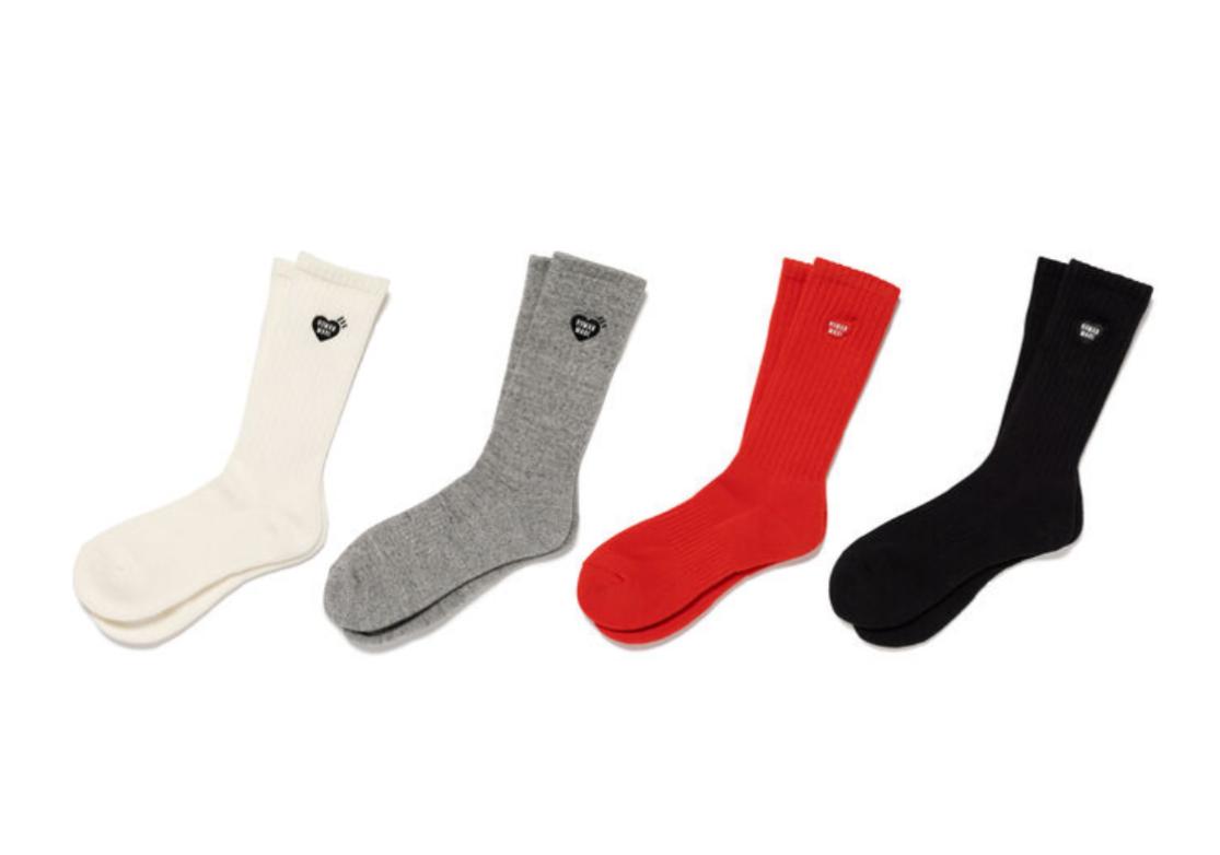 Human made logo socks Size m(23-25cm) Size L (25-27cm) White / grey / red/blk