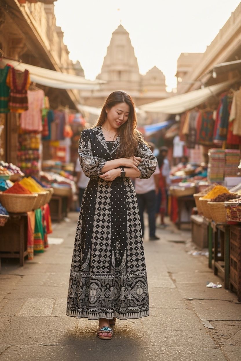 Black & White Square Print Skirt 39" #1049