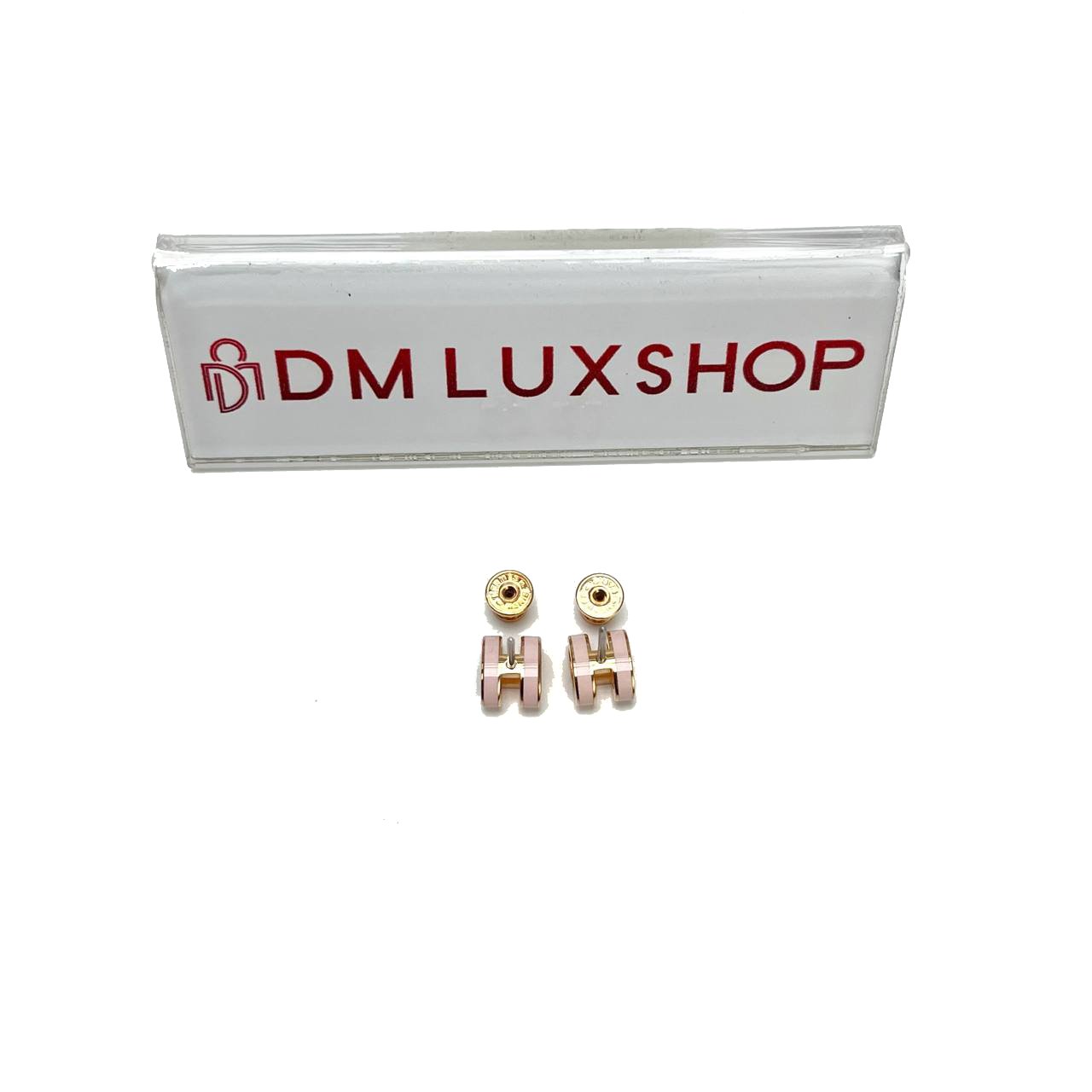 Hermes Rose Dragee Pop H Earrings RGHW
