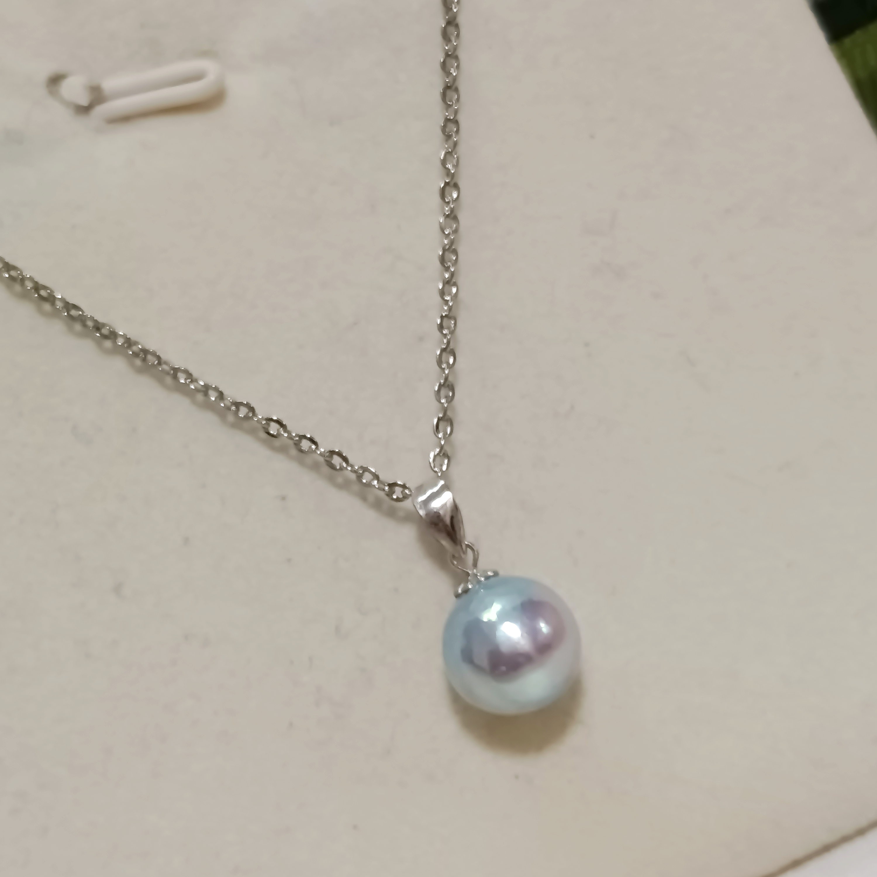 特價品‼️近正圓強光日本真多麻微巴海水珍珠18k白金吊墜（送注白金鍊）