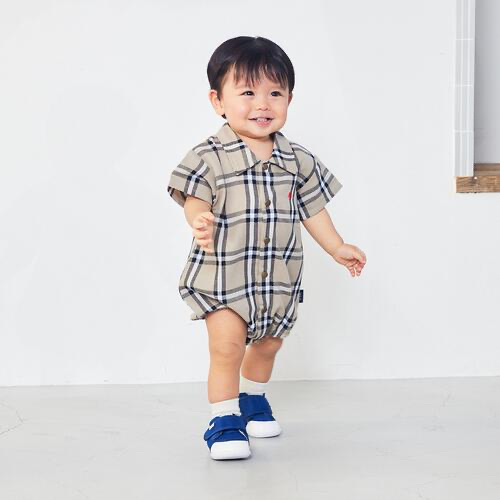 🇯🇵預訂 日本直送🇯🇵Polo Baby標誌刺繡格紋短袖恤衫包屁衣