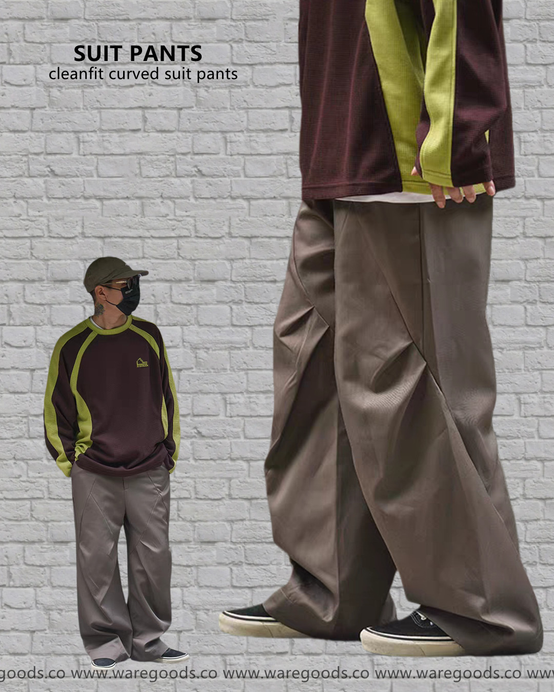 W21皺摺立體剪裁西褲