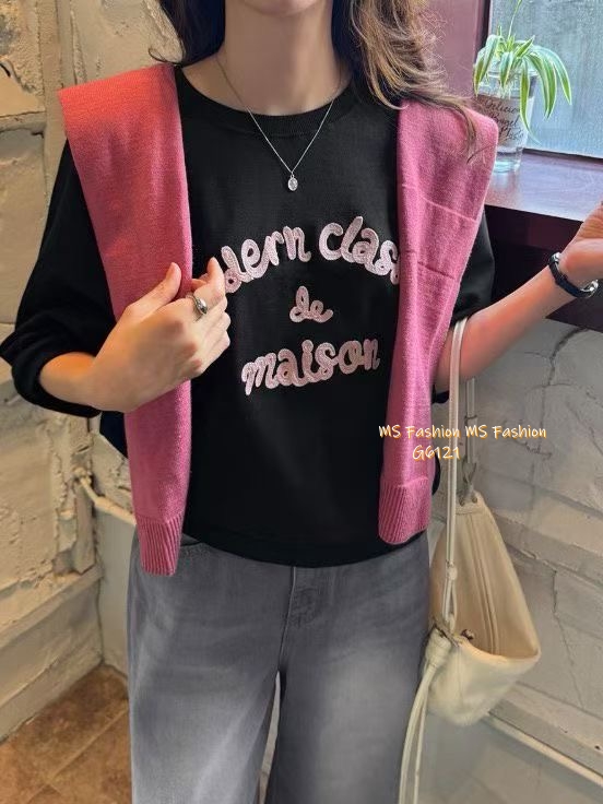 G6121 韓國🇰🇷扭繩字母中袖top